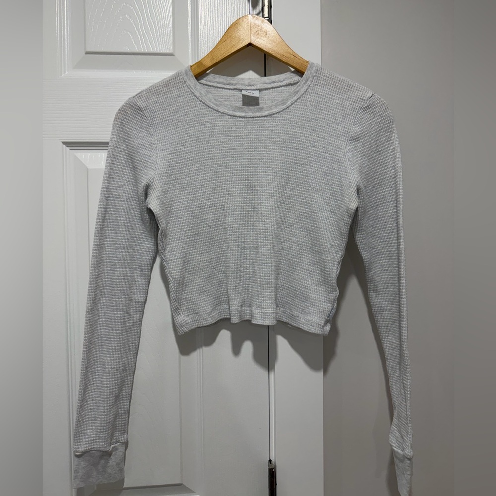TNA cropped waffle long sleeve top